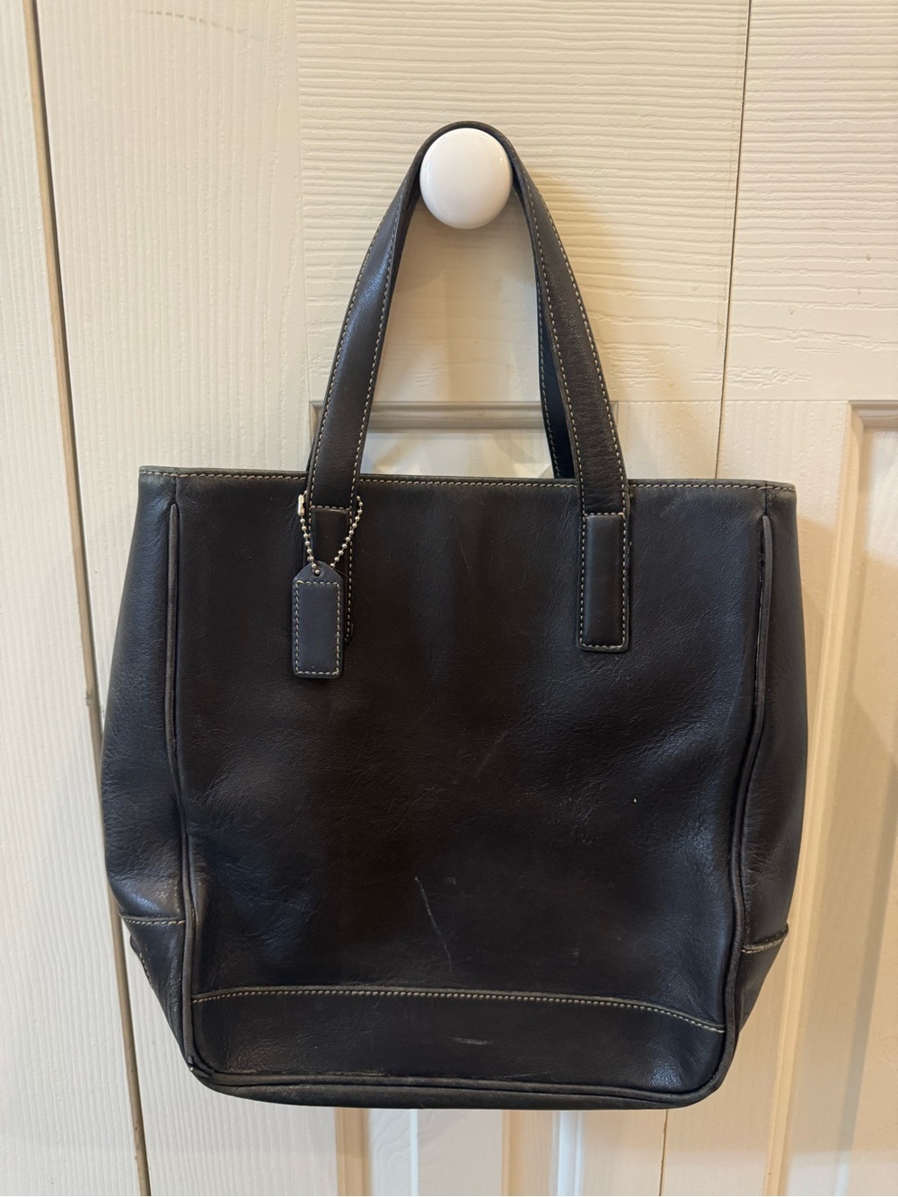 Coach Black Leather Brief Tote with Top Handles